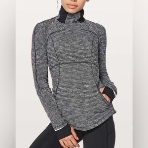 Lululemon Base Runner 1/2 Zip Coco Pique Black White Size 6